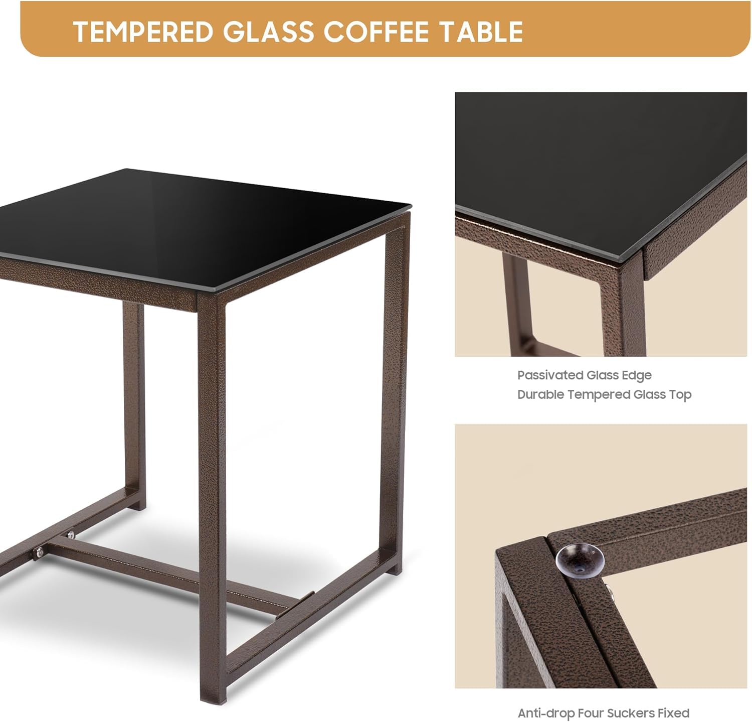 YIYAN Patio Furniture Set 3 Pieces Outdoor Rattan Chair Wicker Sofa Garden Conversation Bistro Sets with Coffee Table,Comfortable Washable Cushions (White)