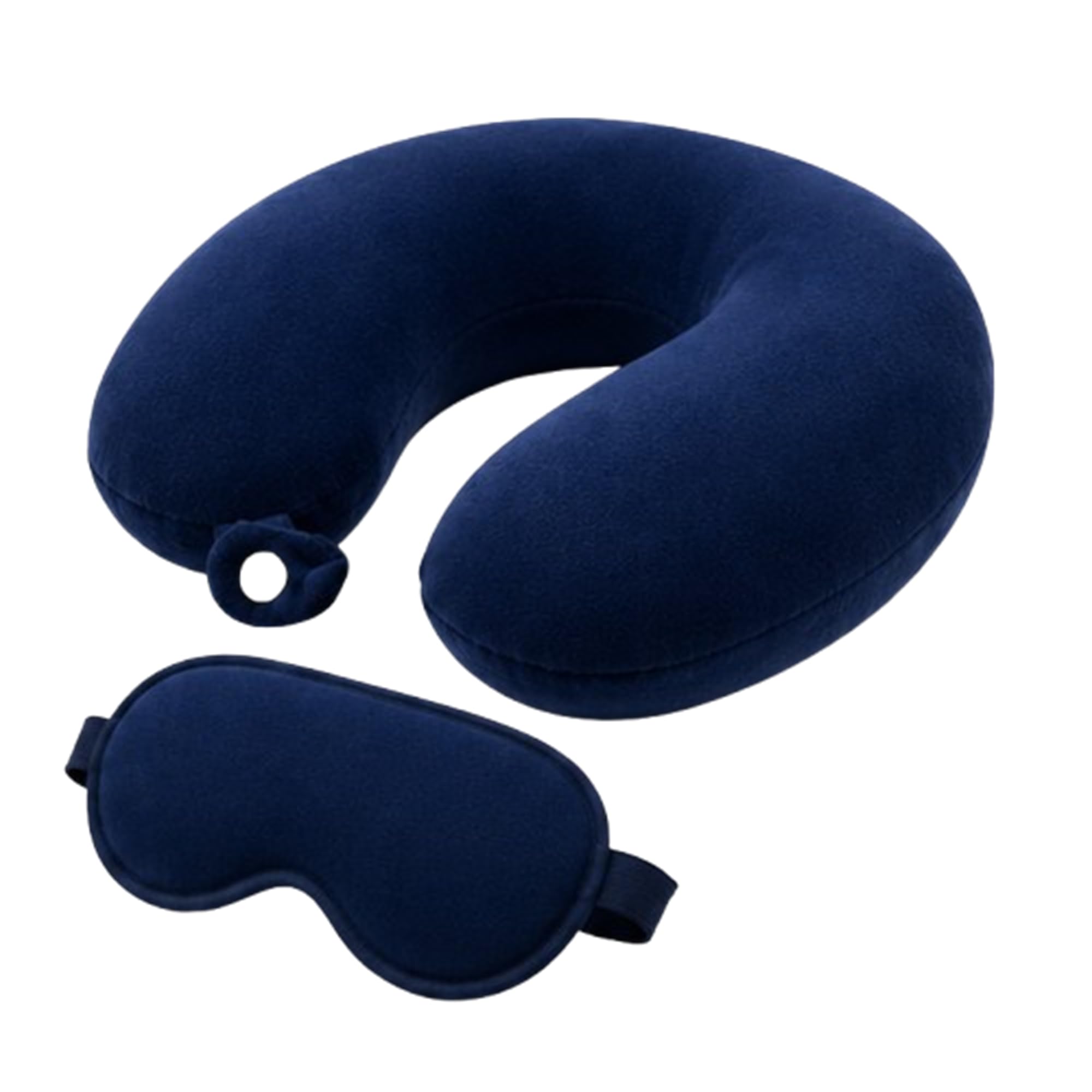 Govind Enterprises U Shape Travel Neck Pillow with Eye Mask – Dark Blue Neck Cushion with Button Closure, Soft Head & Neck Support Pillow for Airplane, Flight, Car, Train, Office & Home-picture-20