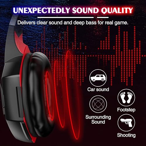 Miniatura 2 de VersionTECH. G2000 - Auriculares para juegos con micrófono con cancelación de ruido, luces LED, orejeras de memoria suave para PS5PS4Xbox