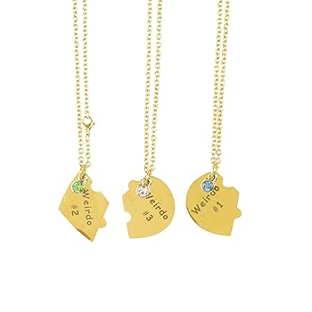 ZNTU Weirdo 1 Weirdo 2 Weirdo 3 Necklace Heart Bff Necklace
