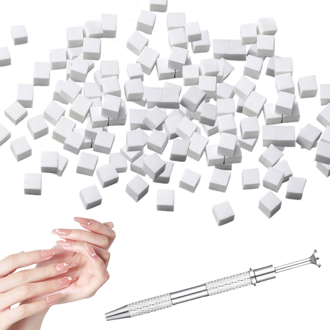 JEYORZY 100 Pezzi Di Spugna Unghie Con Pinza Metallica, Pennelli Unghie, Unghie Ombre Design, Strumenti Per Nail Art, Pennello Per Sponge, Applicatore Fai Da Te, Colore Bianco