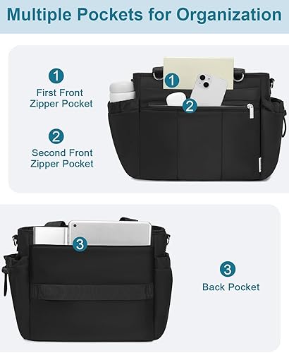 Miniatura 4 de Lonchera para mujer, bolsa de almuerzo suave, ligera, grande, bolsa térmica aislada con correa de hombro ajustable para adultos, trabajo, oficina,