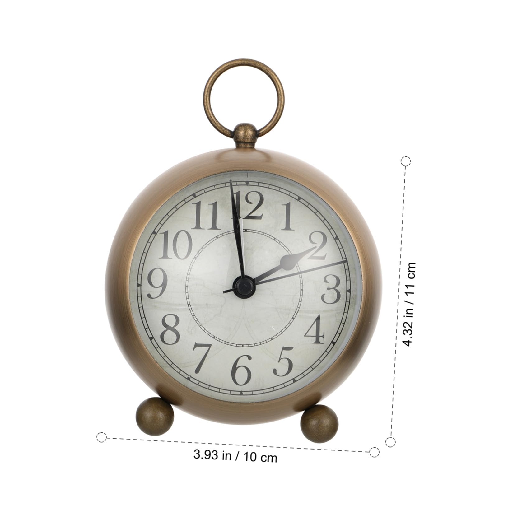 HOMSFOU Sveglia Vintage Luminosa da Tavolo in Metallo Silenziosa senza Ticchettio con Base e Gancio per Camera da Letto, Orologio Muto da Comodino con Design Elegante e Vano Batteria