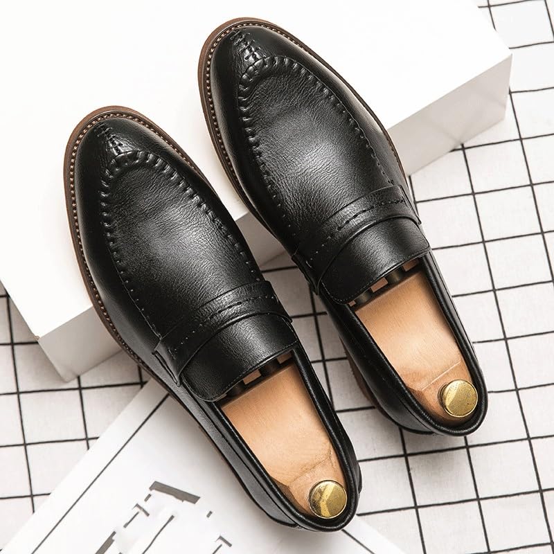 Men Formal Oxford Shoes Vegan Leather Fashion Slip-on Business Working Office Loafers Anti-Slip Rubber Sole Shoe2