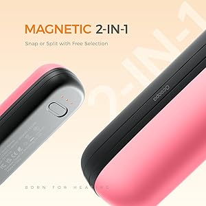 OCOOPA 2 in 1 Magnetic Rechargeable Hand Warmers, UT2s Mini Electric Handwarmers 2 Pack, Split USB-C, Reusable Portable Pocket Heater, Raynauds, Golf, Christmas, Tech Gifts for Women Men