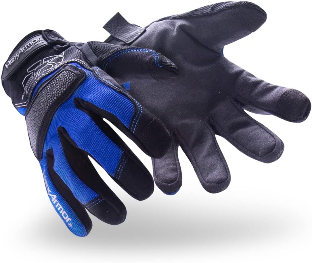 HexArmor 4018-XL Size 10 Black/Blue Mechanics+ Clute Cut Super Fabric/Synthetic Leather Reusable Cut Resistant Gloves with Elastic Cuff, English, 15.34 fl. oz., Plastic, 1 x 9 x 5