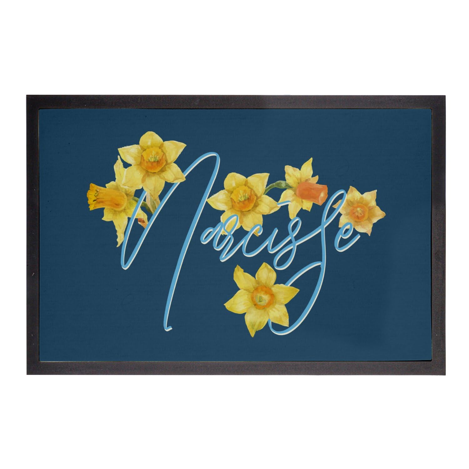 Paillasson bleu amour du jardin et fleurs de narcisses