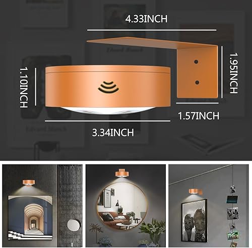 Miniatura 21 de Paquete de 3 luces de pintura a pilas para pared, pantalla magnética inalámbrica, luz artística con control remoto, luz de retrato regulable y Dorado