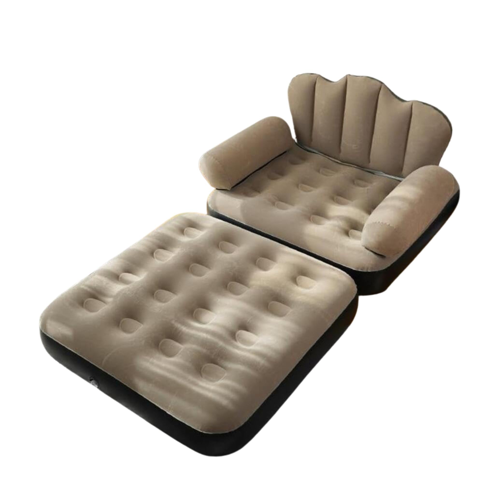 5-in-1 Inflatable Leisure Sofa Chair and Footstool Set, Portable Outdoor Folding Lounger, Flocking Recliner with Air Pump for Camping, Garden, Indoor Use-picture-13