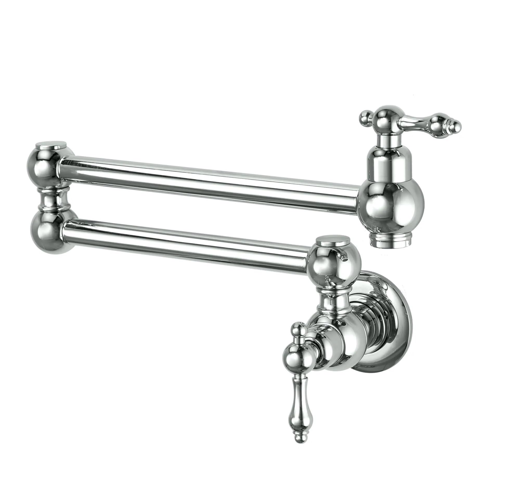 Ewsdsfs One Color Pot Filler Faucet Wall Mount,With Double Joint Swing Arms Chrome