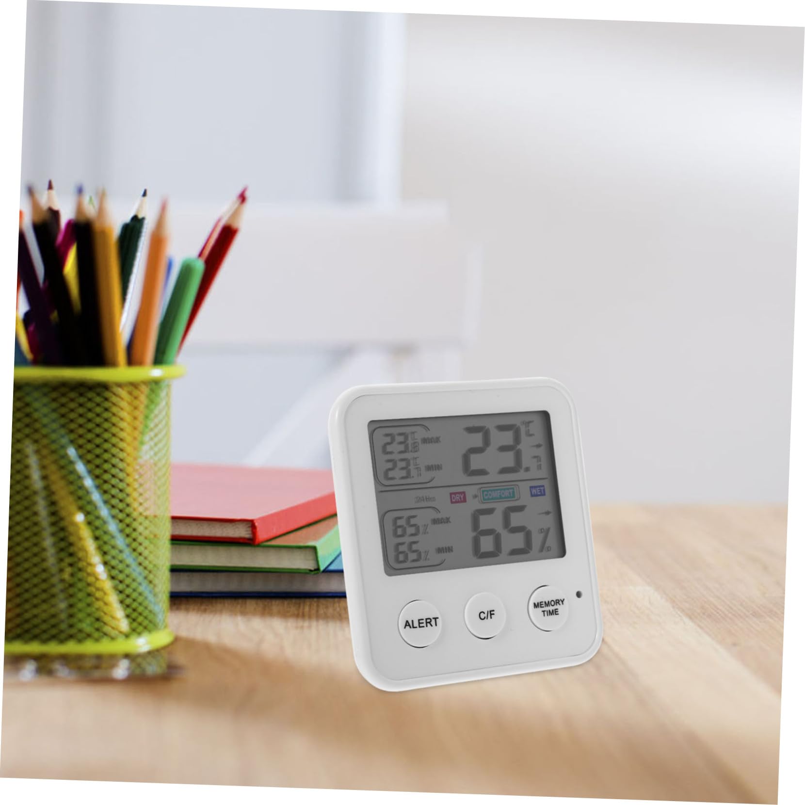 POPETPOP Room Digital Hygrothermograph Accurate Indoor Thermometer Humidity Monitor for Home High Precision Display Compact Design No Battery Included