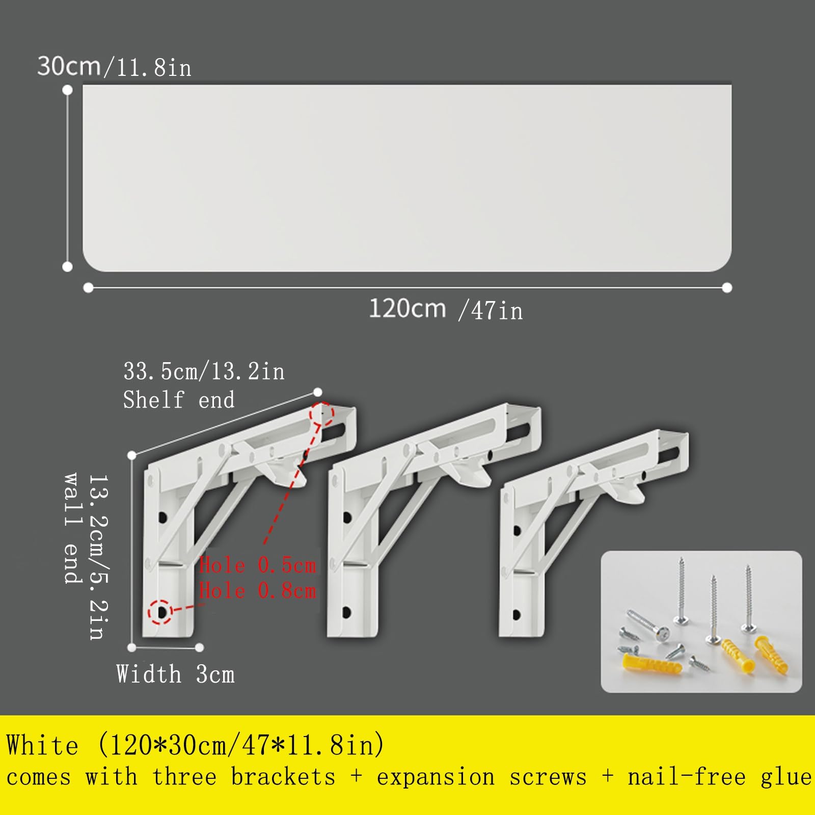 Mesa blanca montada en la pared, banco de trabajo plegable, mesa invisible, montaje en pared de cocina, tamaño opcional, para dormitorio, baño, cocina, restaurante, lavandería, cuarto de