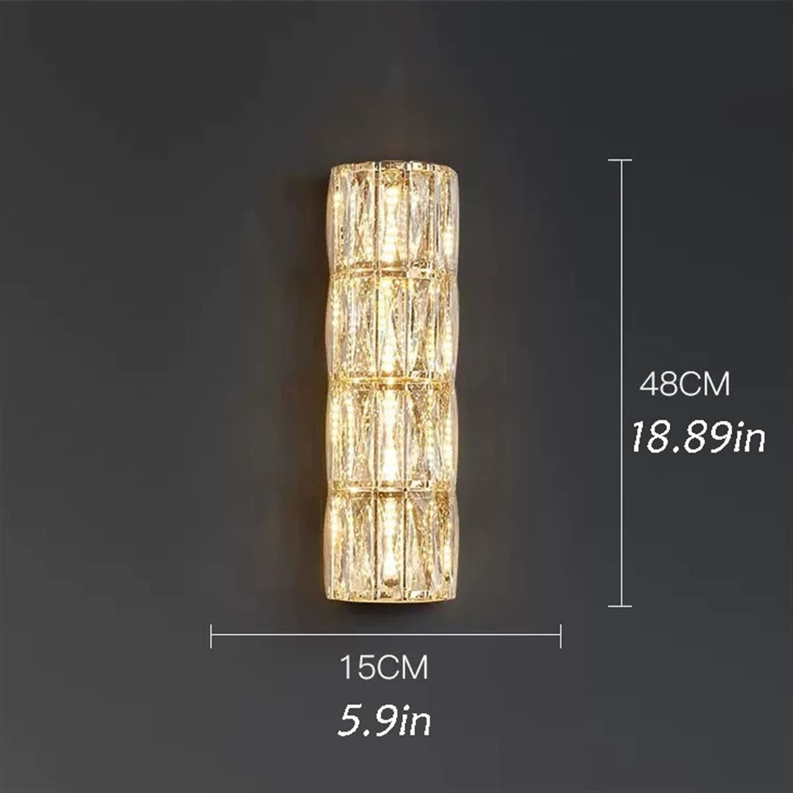 lampa ścienna Lekka luksusowa kryształowa lampa ścienna modna dekoracja wnętrz lampa ścienna sypialnia lampka nocna kinkiet do sypialni(Duży)