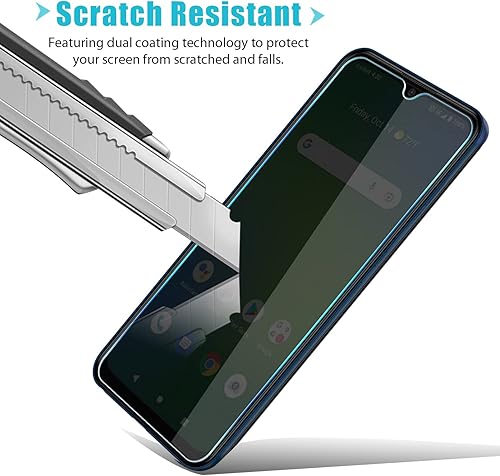 Miniatura 5 de Paquete de 2 protectores de pantalla de vidrio templado para Cricket Magic 5G, película de vidrio templado Ultra HD, antiespía, dureza 9H, arañazos,