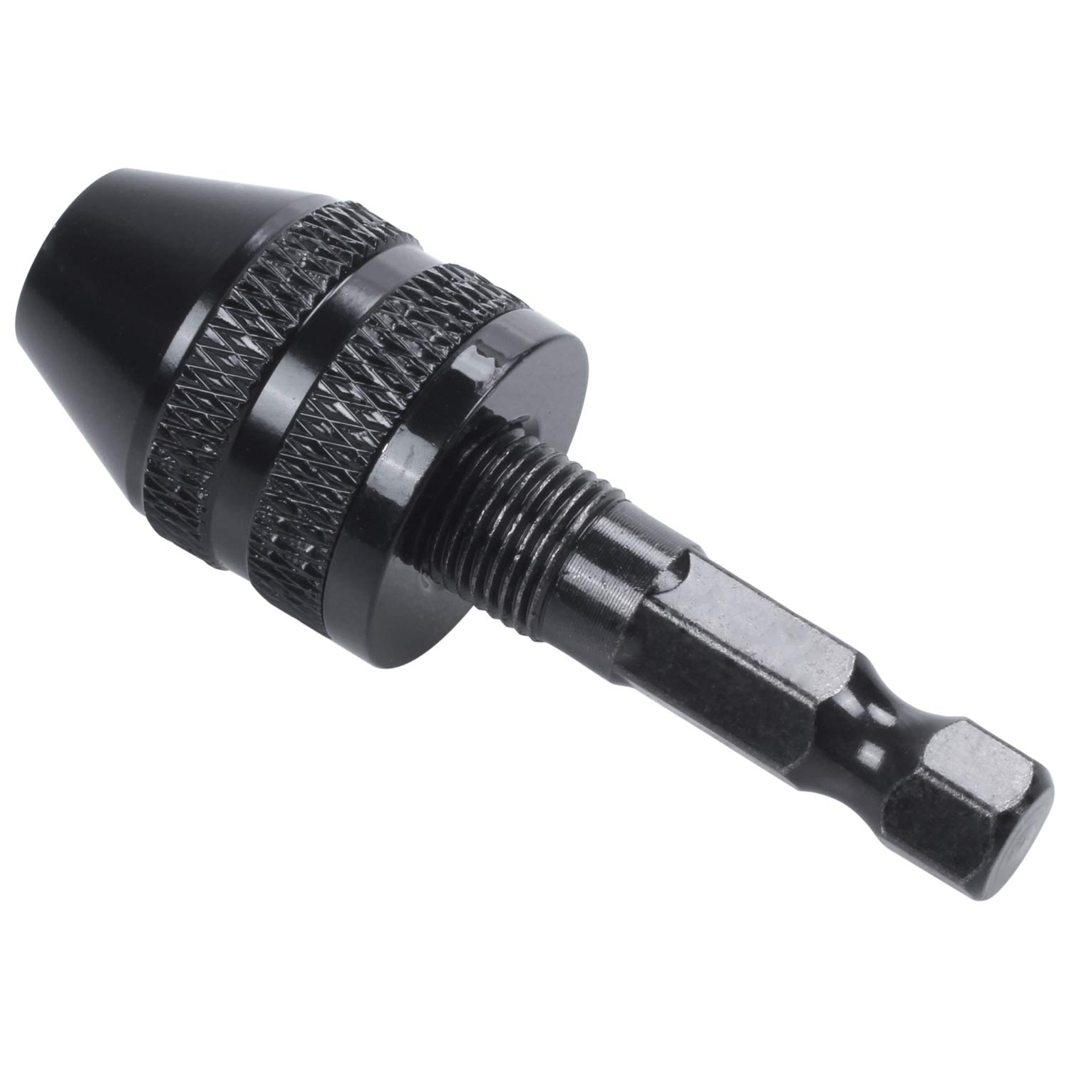 Asdfs Black 0.3-3.6Mm Keyless Drill Chuck Screwdriver Impact Driver Adaptor 1/4" Drill