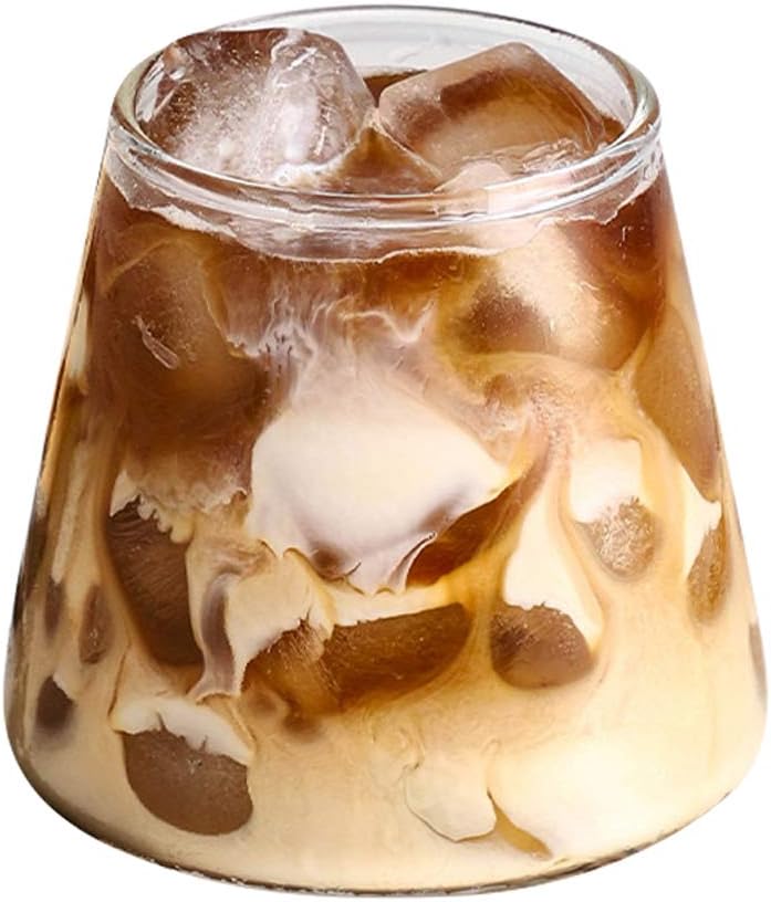 IBLUELOVERNovelty Latte Glasses 300ml Heat Resistant Borosilicate Glass Cappuccino Coffee Cup Macchiato Cocktail Appetizer Glasses Stripped Mug for Hot Chocolate Espresso Coffee Ice Cream Tea Juice
