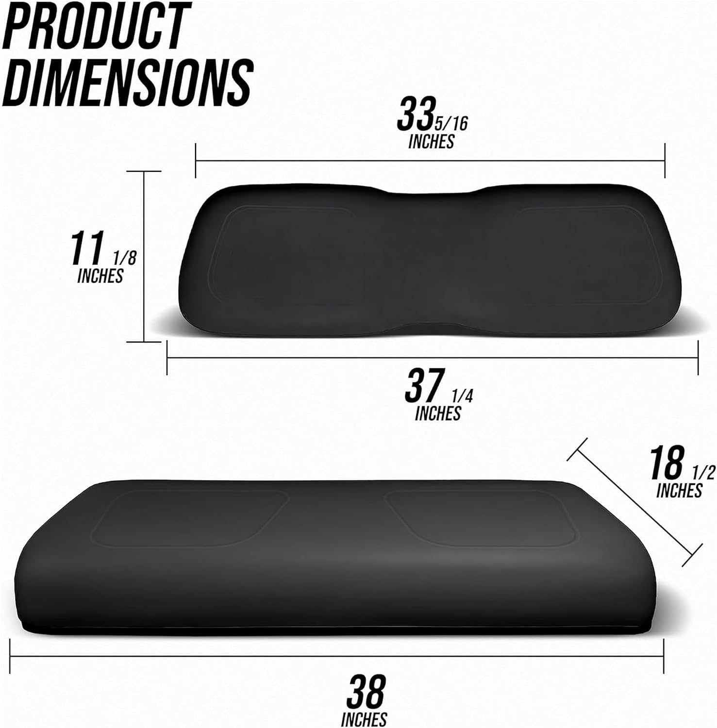 Huskey Parts Company Golf Cart Seat Cushion Set for Front Seat Lean Back & Bottom, Black Color for Club Car DS 2005 and Up Models, Golf Cart Front Seat Replacement with Mounting Hardware & Hinges