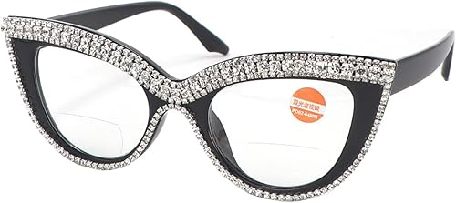 Miniatura 2 de FUPRECIOUS Gafas de lectura bifocales con bloqueo de luz azul para mujer, con diamantes de imitación