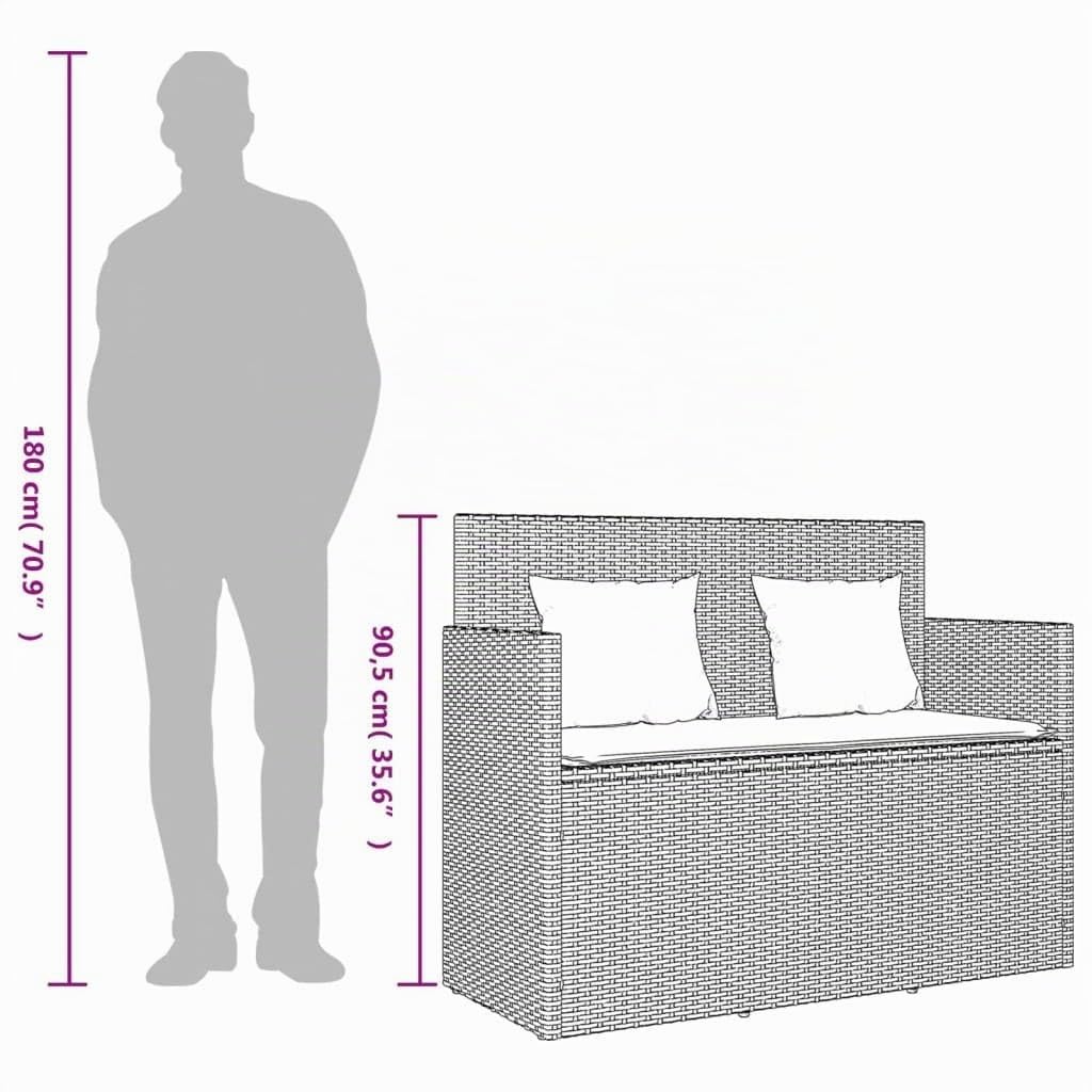 vidaXL Banc de Jardin avec Coussins, Siège de Patio, Chaise de Terrasse, Meuble de Parc Arrière-Cour Balcon Extérieur, Marron Résine Tressée