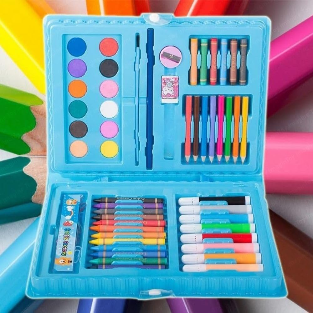 toy imagine™ color set for kids – 42-piece colouring kit with crayons, sketch pens, water paints & more | drawing & painting art set for girls age 6-12 | birthday gift for kids
