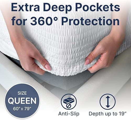 Miniatura 6 de PAULATO BY GA.I.CO Protector de colchón impermeable  Funda de colchón para cama tamaño Queen  Suave y silencioso, hipoalergénico lavable a máquina