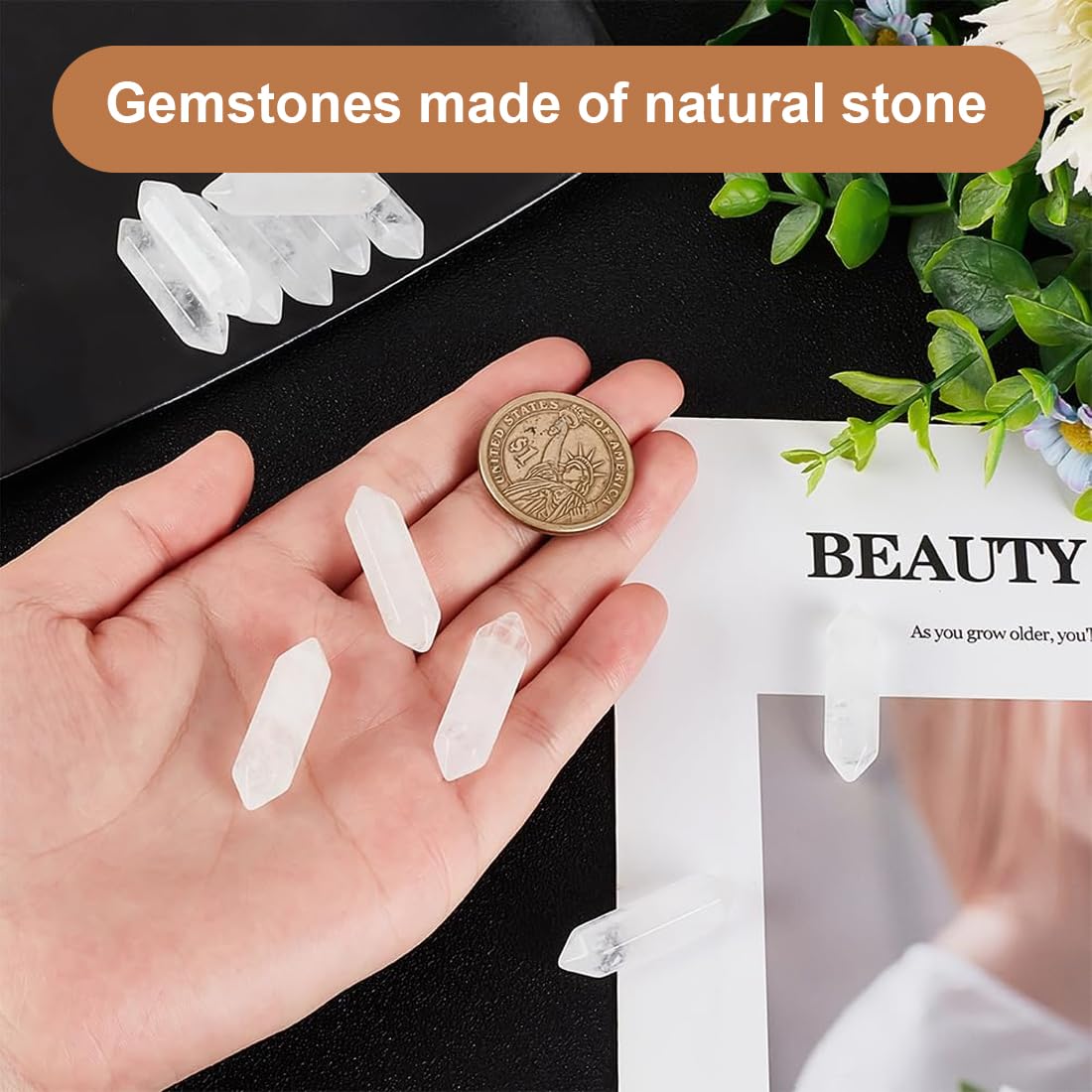 6 Pietre Di Quarzo Bianco Naturale - Cristalli Esagonali A Doppia Terminazione Per Collezionisti E Jewelry - Foto 9