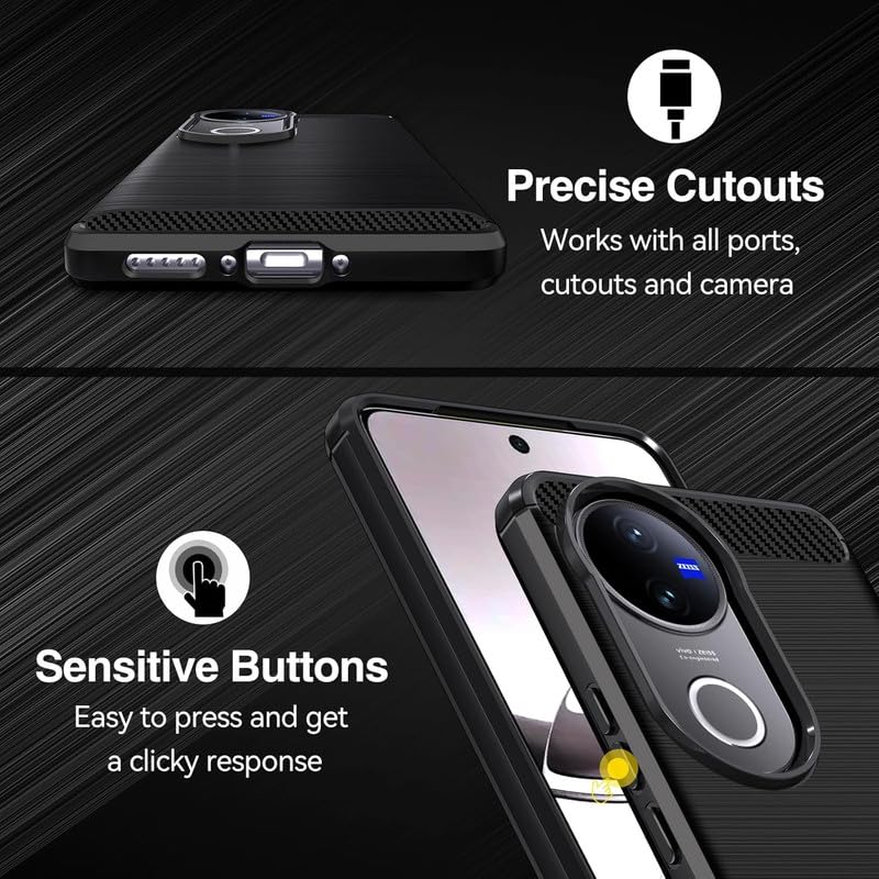 Image of Hybrid Carbon Fiber Back Case for Vivo T4R 5G / iQoo Z10R 5G (Black)