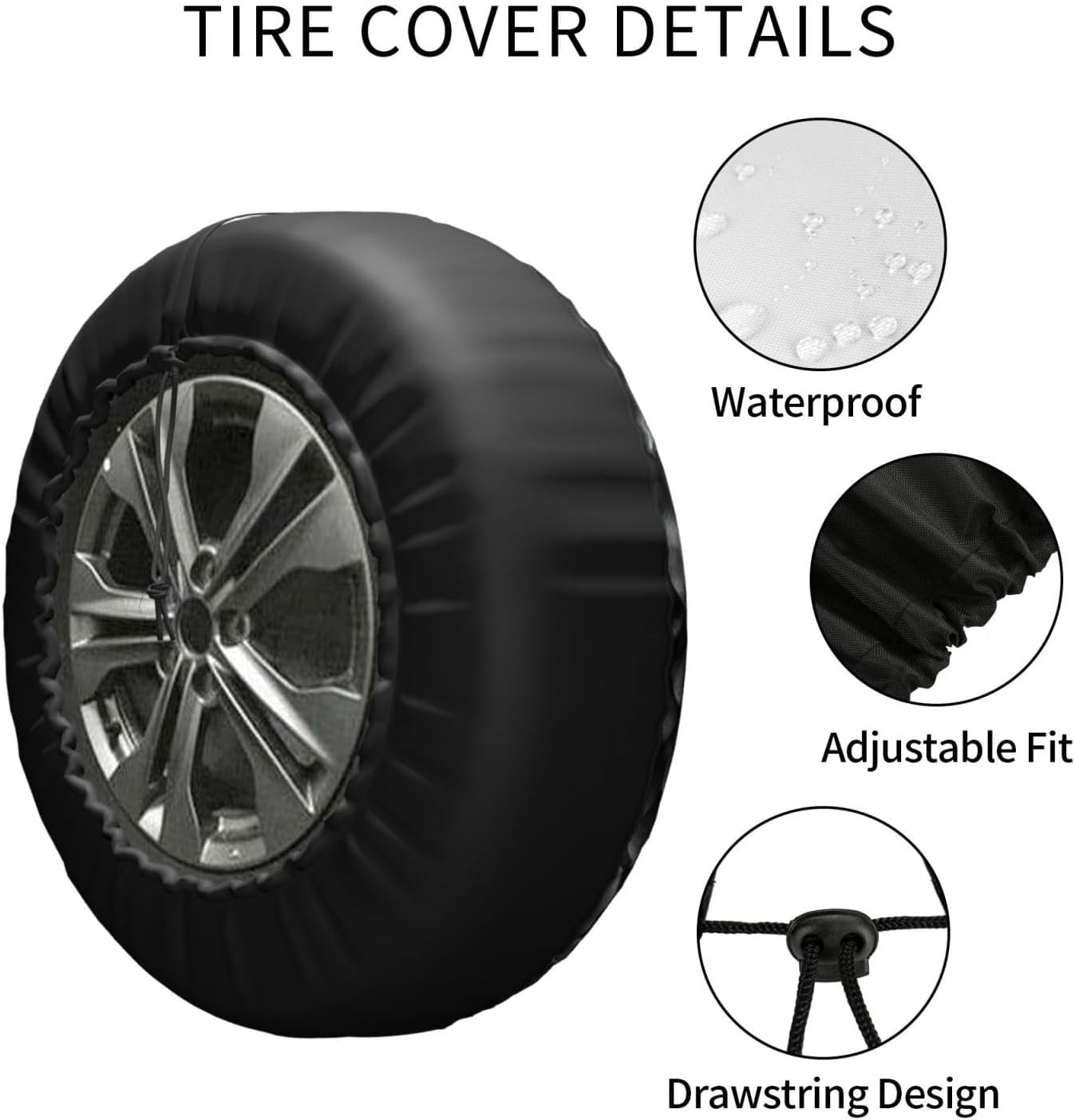 Many Black Pebbles Print Tire Cover Universal Spare Wheel for Trailer Rv SUV Truck Camper Travel Accessories