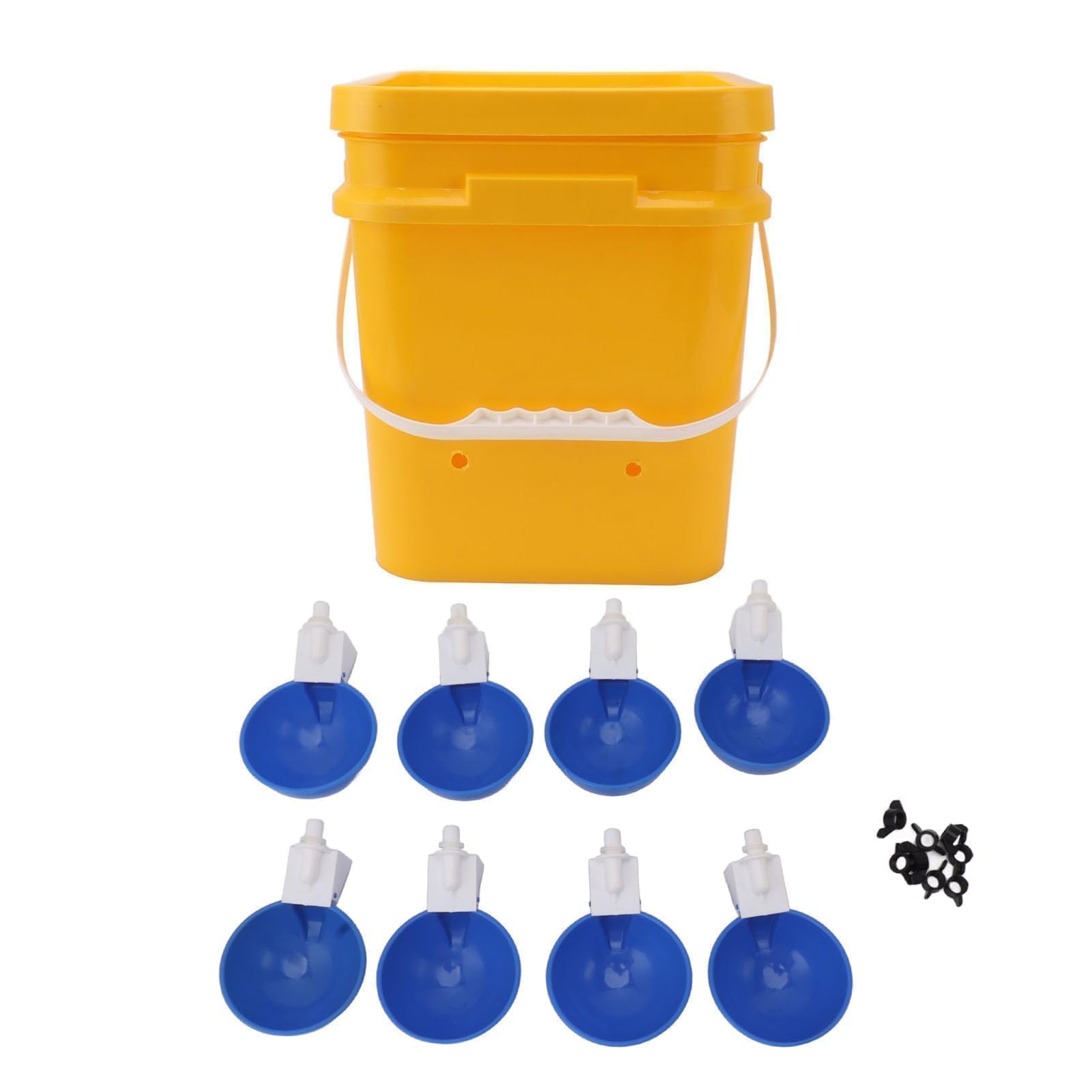 Abbeveratoio Automatico per Pollo Gallinella Fornisce Abbeveratoio per Pollo Mangiatoia e Abbeveratoio per Pollo da 12 Litri per Pollame (Secchio + grande ciotola blu + viti nere)