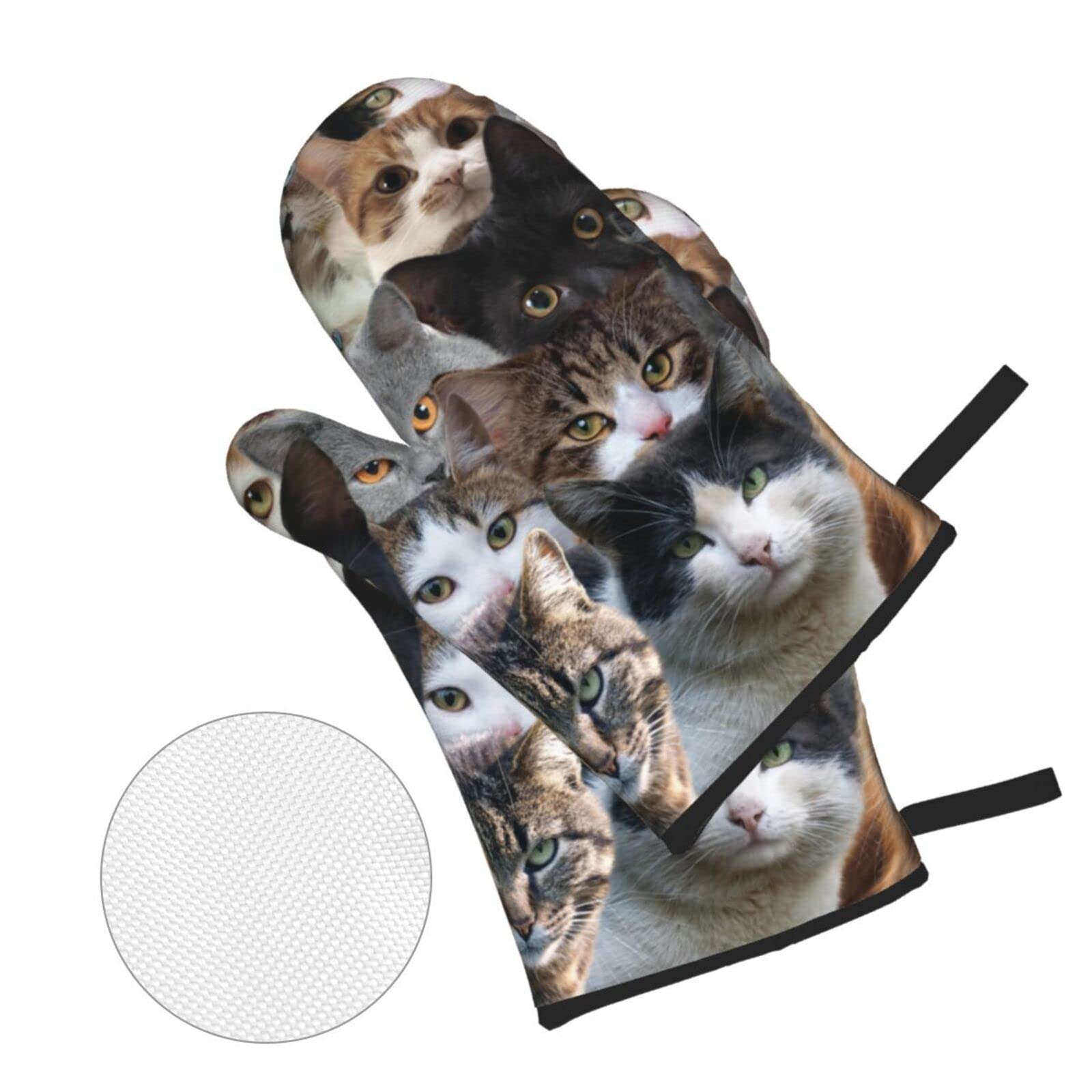 Guanti da Forno E Presine da Cucina Set Bellissimo Gatto Set di Presine da Cucina Resistenti al Calore Presine da Cucina Antiscivolo Guanti da Cucina per Cucinare Grill Microonde