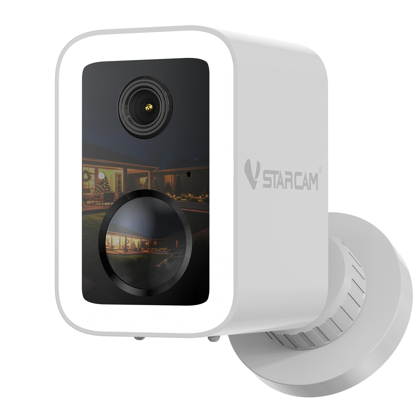 VSTARCAM Telecamera di sorveglianza 2K per esterni ed interni, supporto magnetico, archiviazione cloud gratuita, faretto e sirena, rilevamento di movimento KI, durata della batteria 1-6 mesi, WiFi 2,4