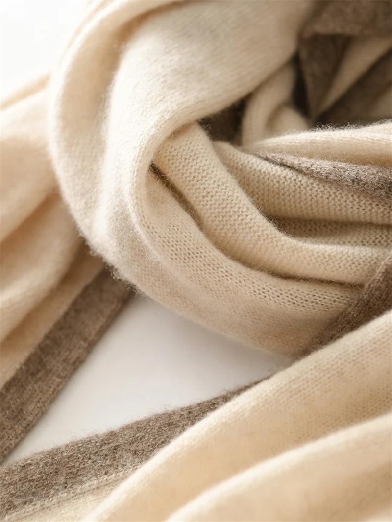 Bufanda de cachemira de punto para mujer, otoño e invierno, bufandas suaves en contraste, cálida y ligera
