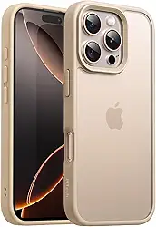 JETech Capa Matte para iPhone 16 Pro Max 6,9 Polegadas, Case Proteção Contra Quedas de Nível Militar à Prova de Choque, Traseira Translúcida Fosca, Anti-Impressão Digital (Titânio-Deserto)