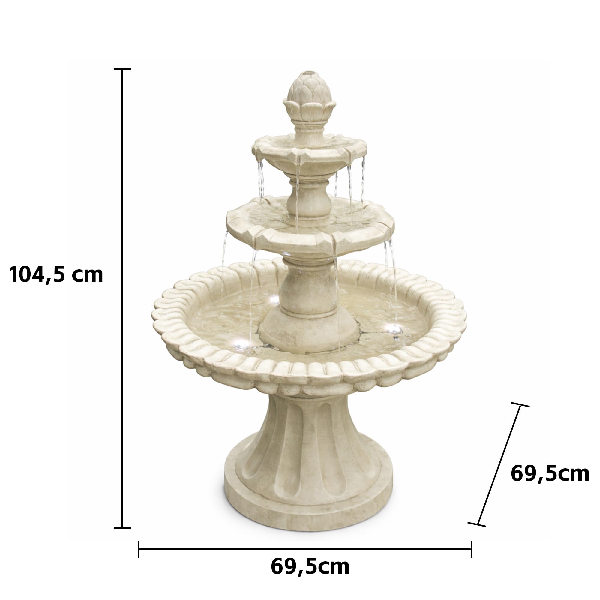 Köhko® Wasserspiel Markkleeberg“ klassischer Etagenbrunnen Vogelbad 13010 Springbrunnen Gartenbrunnen