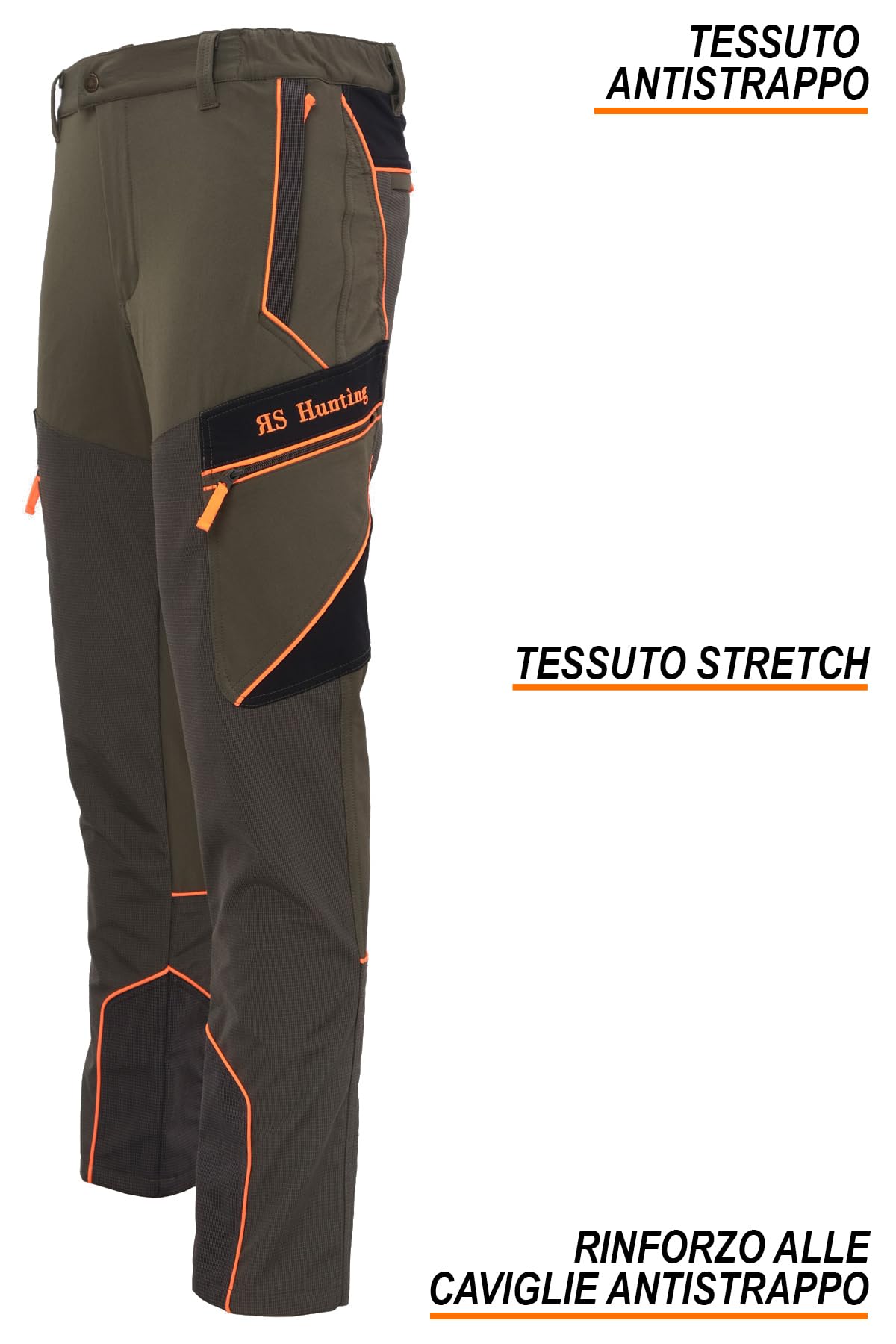 fratelliditalia.org Pantalone in Tessuto Stretch con Profili Alta Visibilit Abbigliamento Caccia Slim Elastico dalla 44 alla 60
