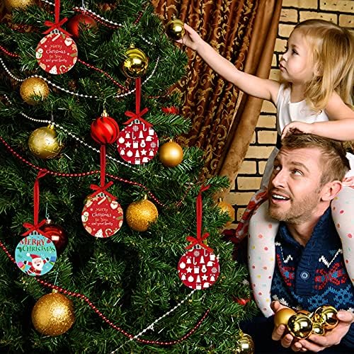 25 Pieces Clear Round Acrylic Ornaments Clear Acrylic Christmas Ornaments with Red Ribbon DIY Blank Round Acrylic Ornament for Christmas Tree Party Hanging Decoration Supplies (3.94 Inch)