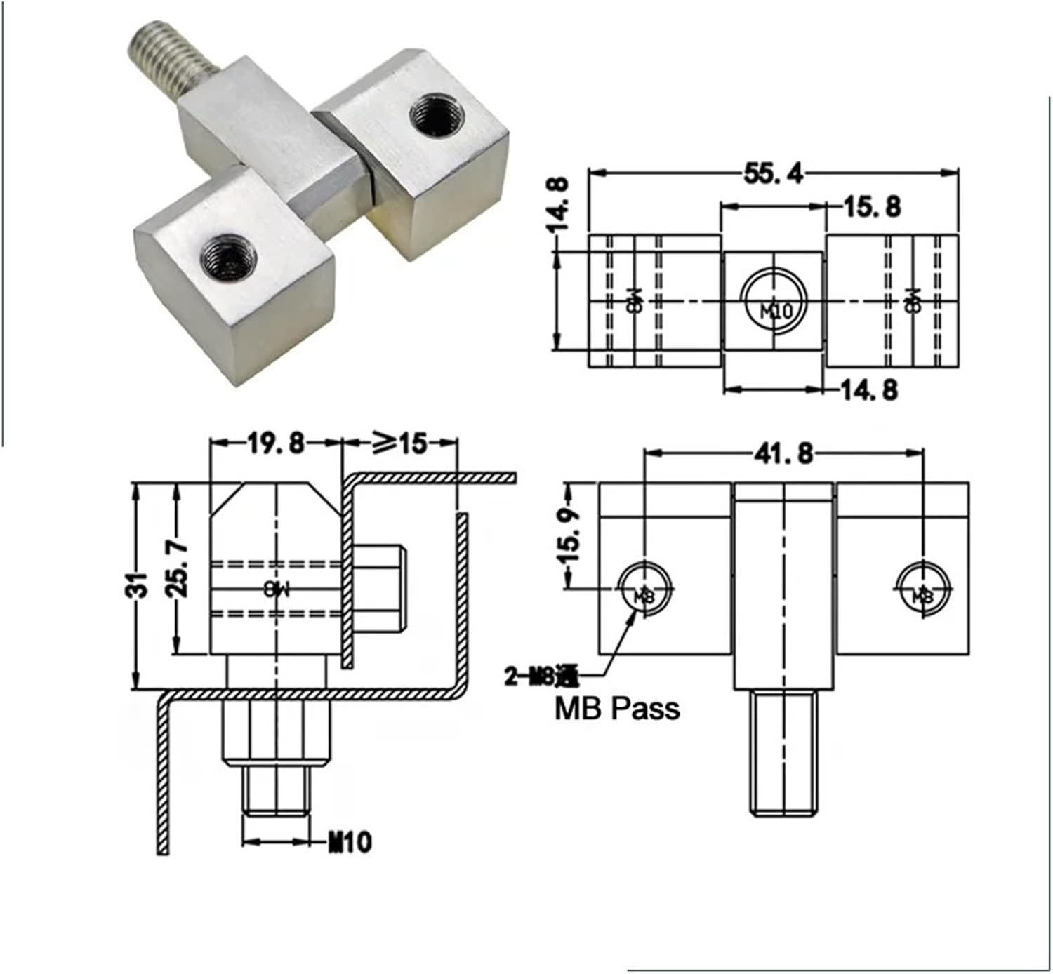 Removable 304 Stainless Steel with Screws Triple Load-Bearing Hinge Industrial Machinery Equipment 1Pcs