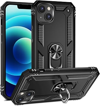 Aksesuarcim Apple iPhone 15 ile Uyumlu K l f Silikon Y z k Standl  Ara  Tutucu i in M knat sl  Darbe Kar  Dayan kl  Koruma Tank  nce Kap Vega Siyah