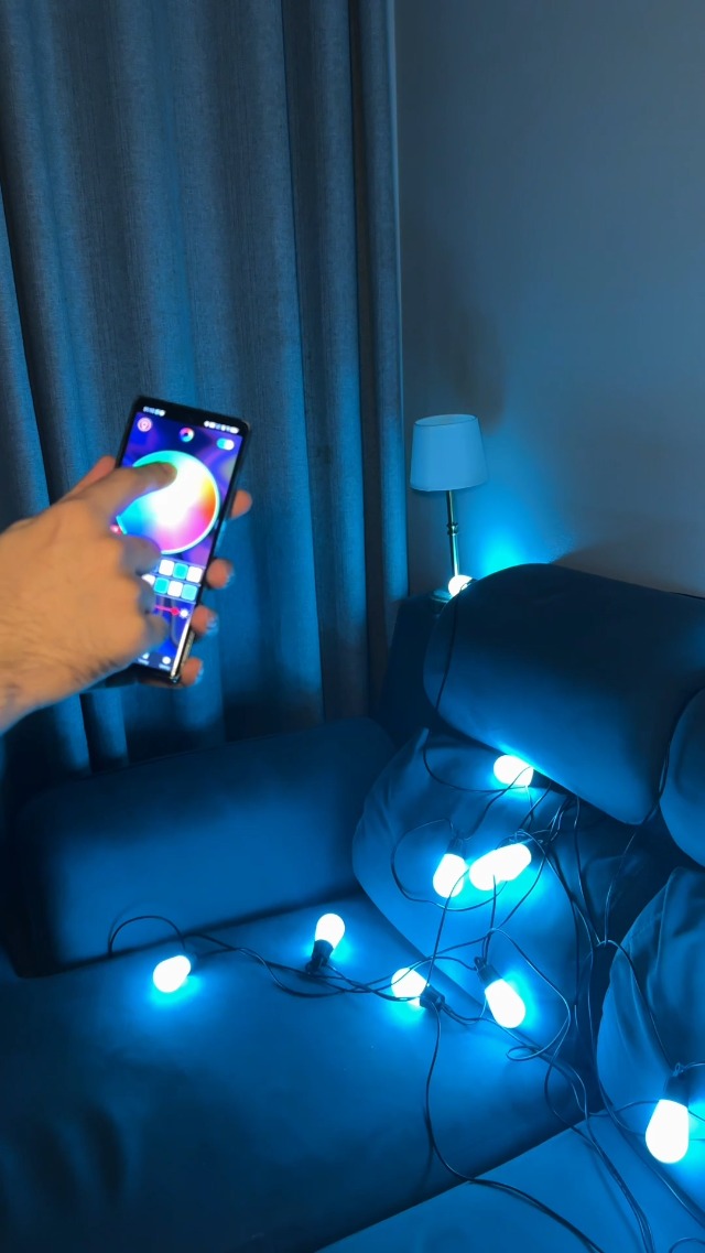 Image of Outdoor String Lights 18 LED Bulbs, 64(52+12) ft RGB+IC+Warm White | APP Control with Remote,Outdoor Lights Music Sync for Garden Party Decor Christmas, NOT Extendable