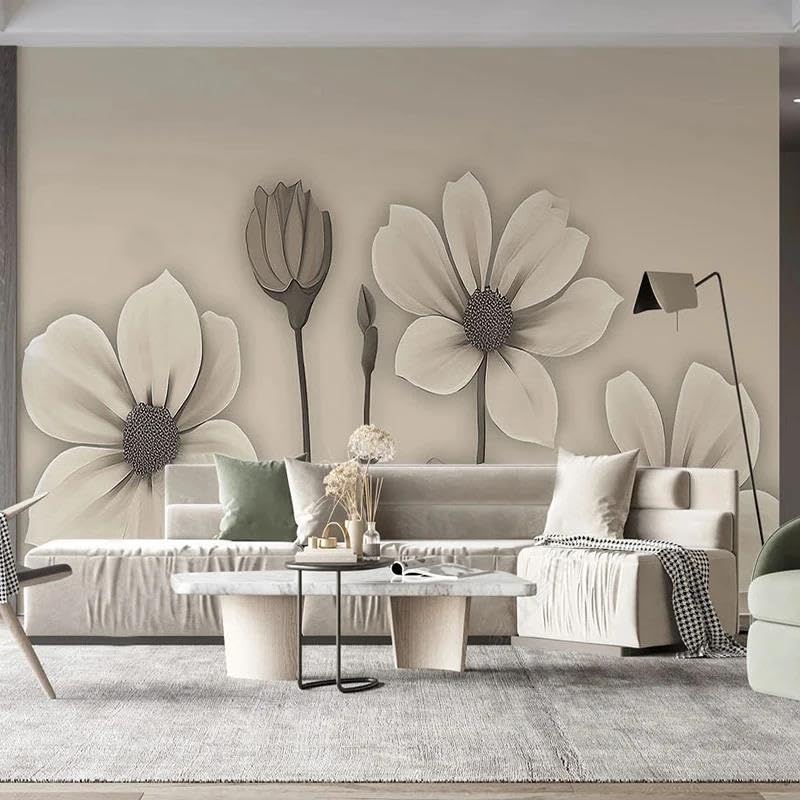 Papier peint fleurs 3D amovible pour relooker un salon sans colle