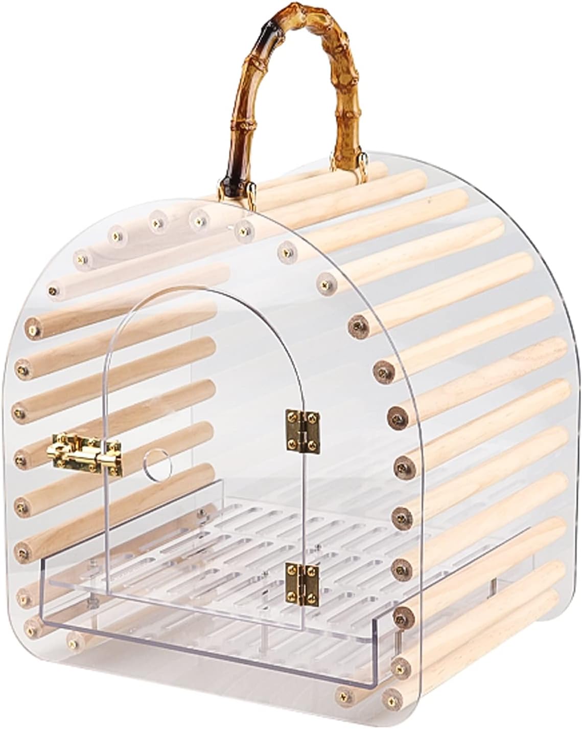 Bird Cage Transparent Bird Carrier Acrylic Bird Travel Bag with Handle Breathable Bird Travel Cage for Indoor Outdoor Small Birds Display Birdcage,