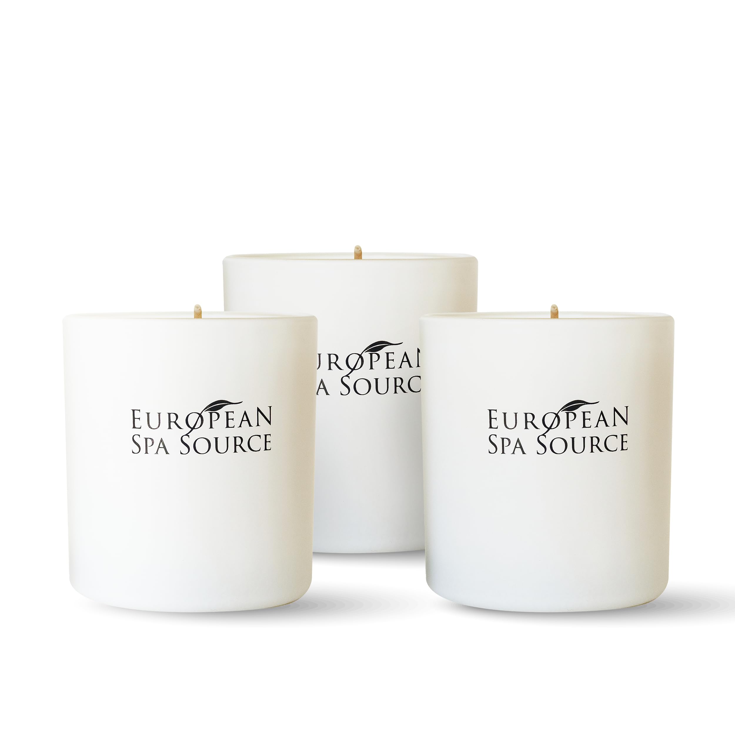 European Spa SourceLuxury Candle Bundle, Jasmine, French Lavender, Woodsmoke + Leather Aromatherapy, Handpoured Soy Wax, 45 Hours Burn Time
