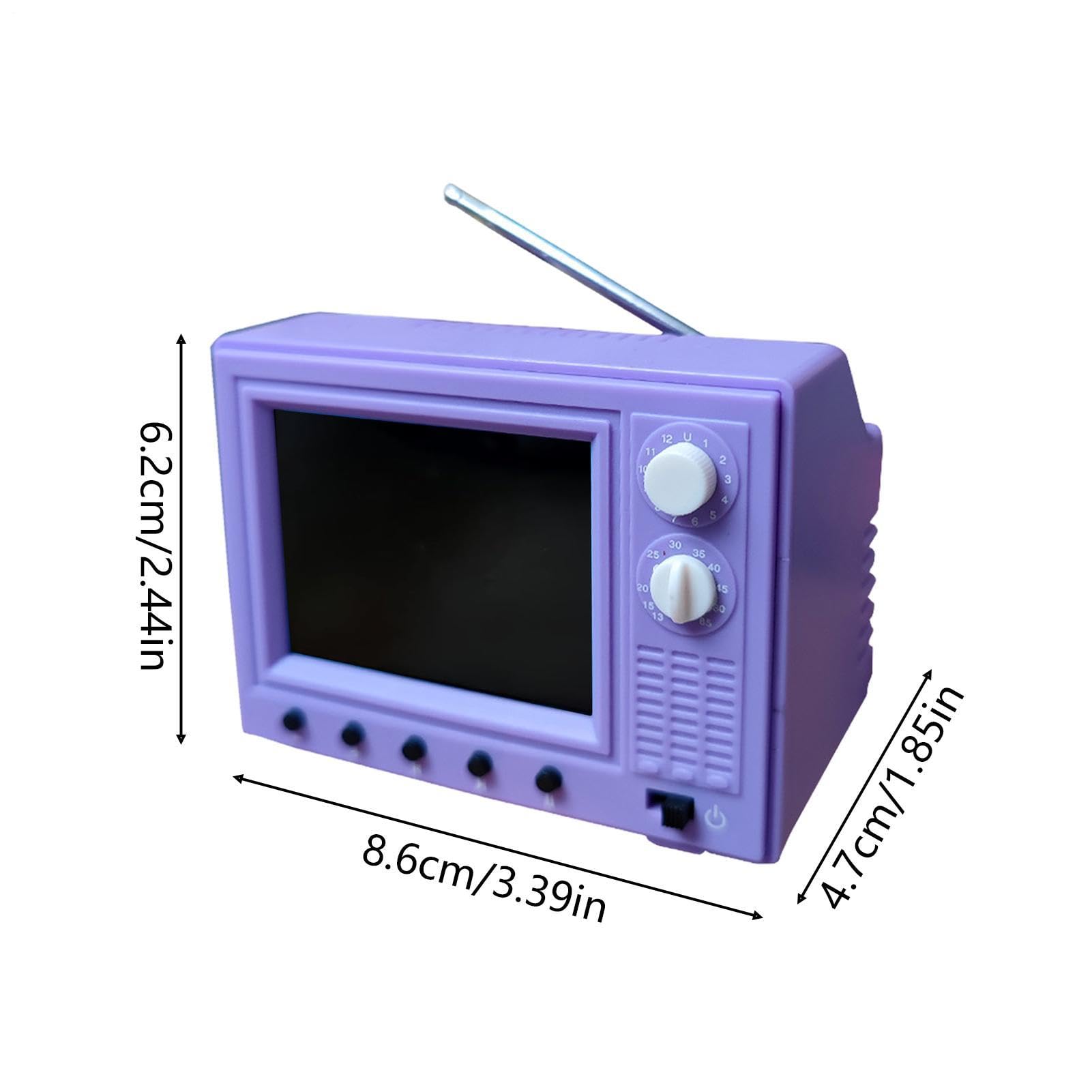 Telewizor | Retro z małym ekranem 720p i 8 GB Pamięci | z uchwytem na słuchawki z kieszonkowym telewizorem, do domu, kuchni, biura, sypialni, szafy, biurka, regału, domu Lalki