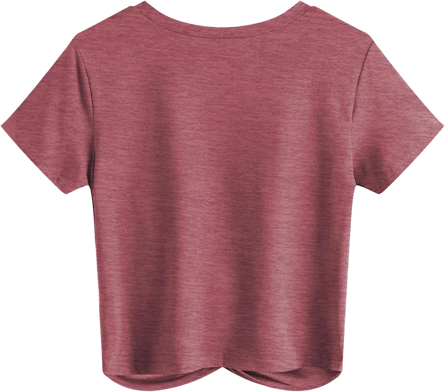 JINKESI Women's Summer Causal Short Sleeve Blouse Round Neck Crop Tops Twist Front Tee T-Shirt - Image 3