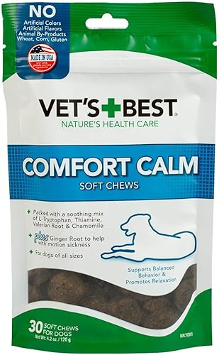 Vet's Best Comfort Calm - Suplementos masticables suaves para perros Ayuda calmante para perros apoya el comportamiento de equilibrio del perro