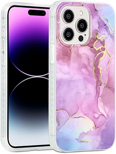 Miniatura 19 de SCORPIFY para iPhone 14 [Compatible con MagSafe] con diseño de mármol violeta, bonita funda magnética morada para mujeres y niñas, [sin Mármol