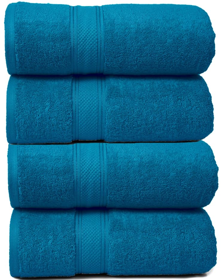 Bliss Casa Cove 100% Cotton Hand Towels (4 Pack, 50 x 90 CM) 500 GSM Cotton Bathroom Towel Set for Home, Hotels, Pool & Beach (Blue)