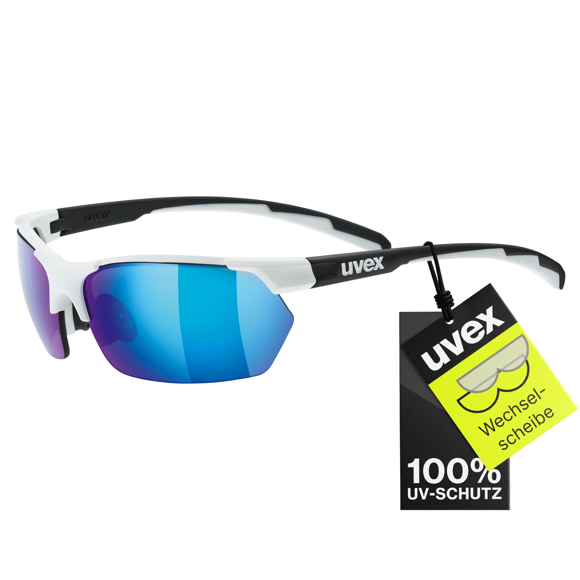 Uvex Sportstyle 114 Sport-Sonnenbrille Fahrradbrille – Wechselscheiben für flexible Lichtverhältnisse – black matt/silver