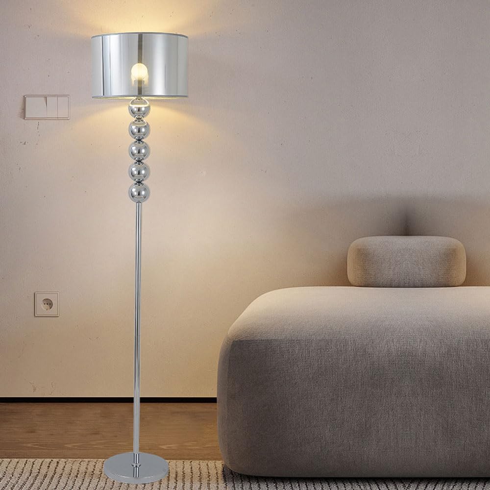 Lampes hautes métal poli et tissu de style minimaliste pour salon chic
