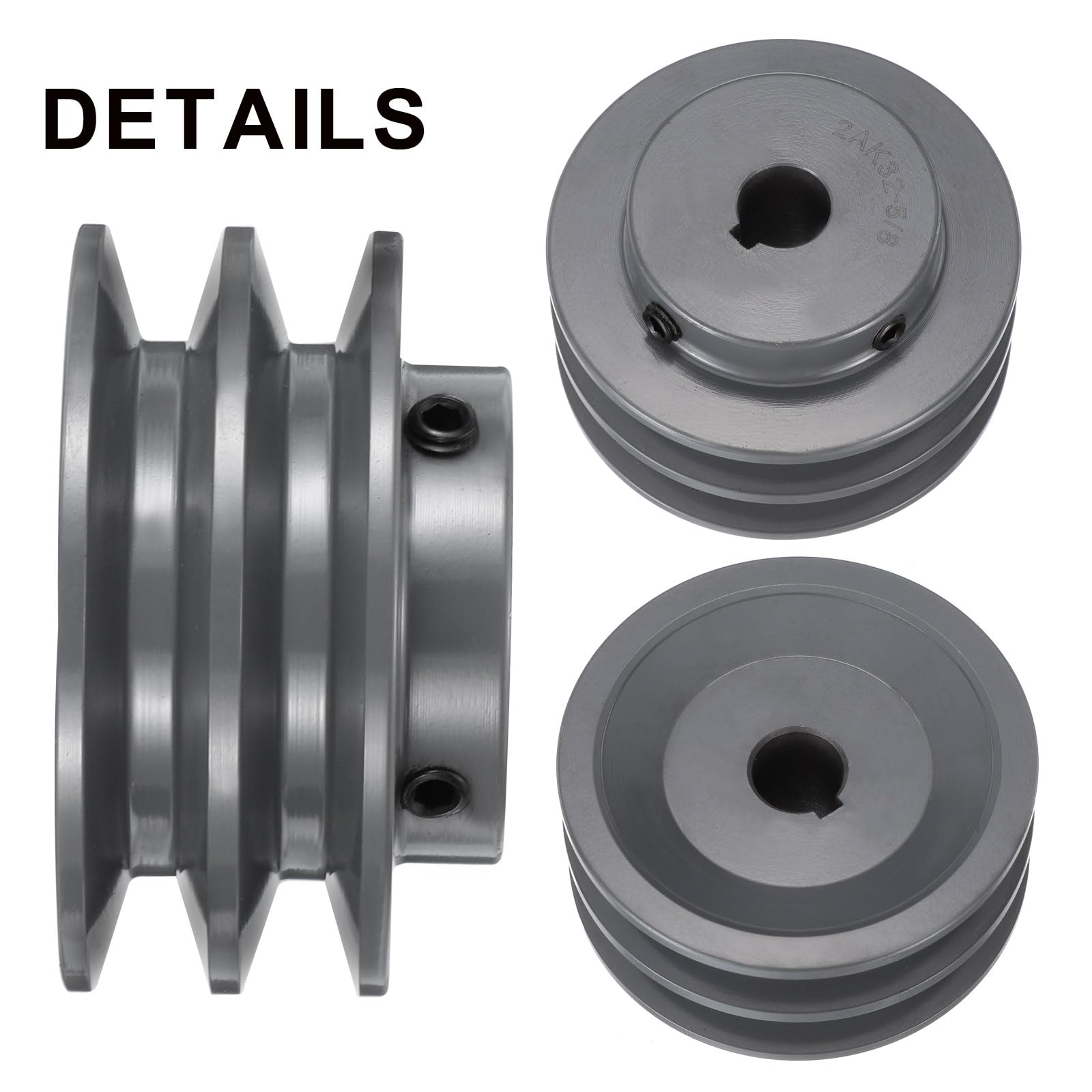 QUARKZMAN 2AK32-5/8 Puleggia A V 5/8" Foro 3.25" Diametro Esterno Doppia Scanalatura Puleggia Con Anima Forata Su Misura Ghisa Sezione Cinghia Per 4L O A Cinghia